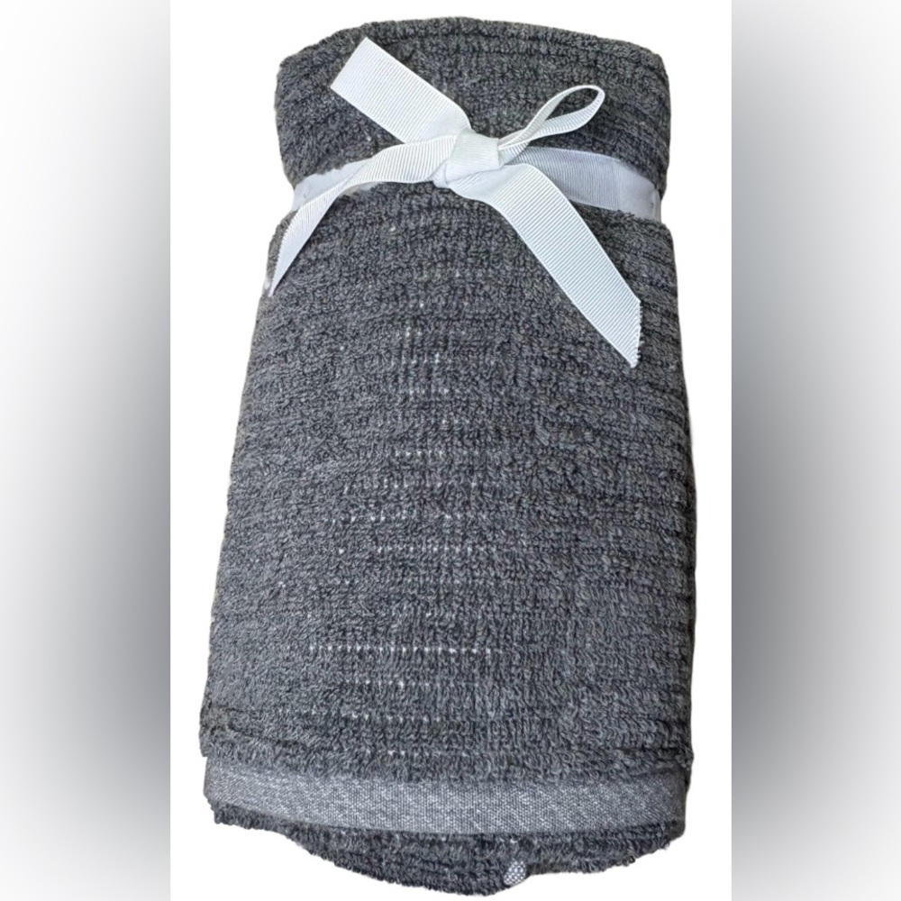 ECO-MELANGE NEW 2pc rayon from bamboo ribbed hand towel set -gray